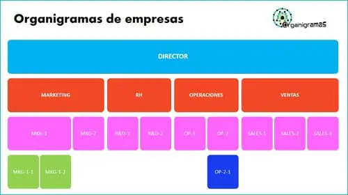 Modelo 8 - Plantillas de ORGANIGRAMAS para empresas - Descarga GRATIS (Formato PPTX) | Sitio web oficial: organigramas.com.es
