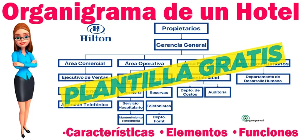 Organigrama de un Hotel (áreas) - Características, Elementos y Funciones - Incluye Plantilla Gratis | Sitio Web Oficial organigramas.com.es