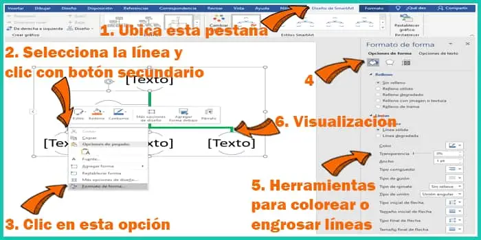 Paso 5 - Enlaces o lineas de conexión - Cómo Hacer un Organigrama con Word | Sitio web oficial: organigramas.com.es